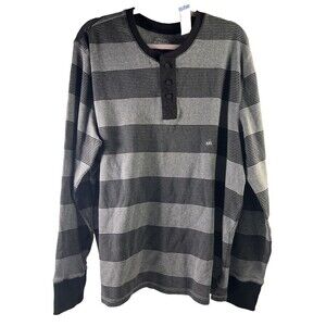 Sears/Roebuck and Co. NOS Striped Henley Smokey Grey Heather Size XXL